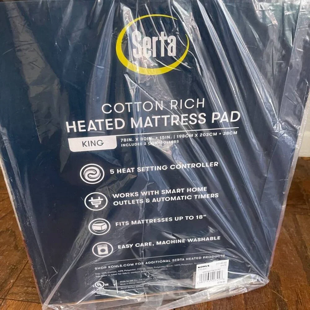 Brand New Serta Cotton Rich Heated Mattress Pad, King size